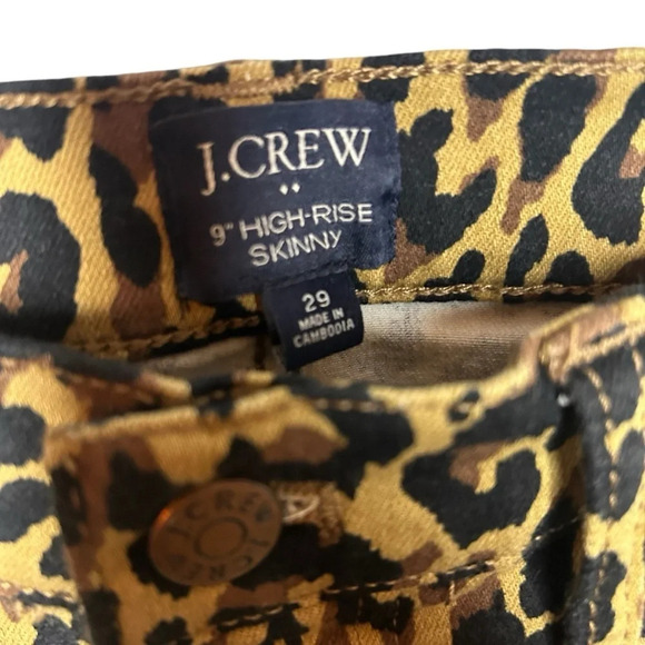 J.Crew Factory Cheetah pants Jeans High Rise Skinny brown black Size 29 - Picture 6 of 10